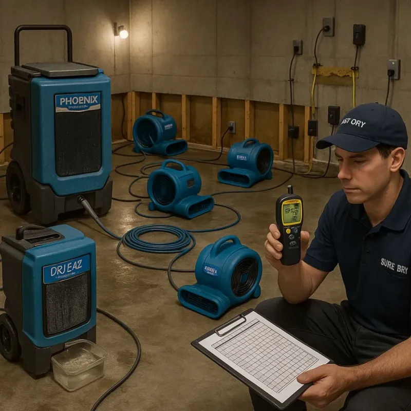 Structural Drying and Dehumidification process in Ramseur, NC